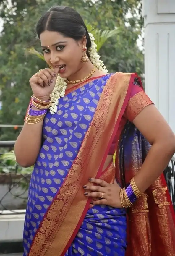 GLAMOROUS INDIAN TV SERIAL ACTRESS SNEHA IN BLUE SAREE 10